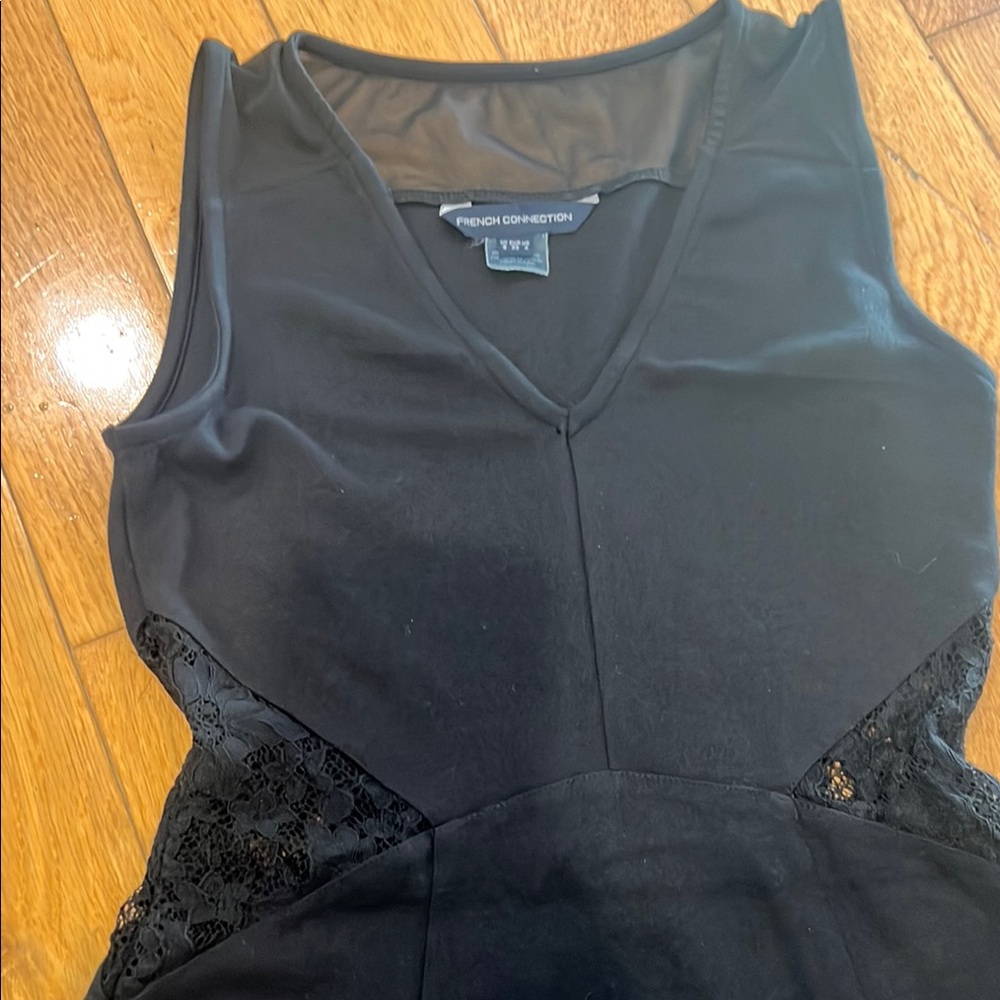French Connection Black Dress with Lace Panels